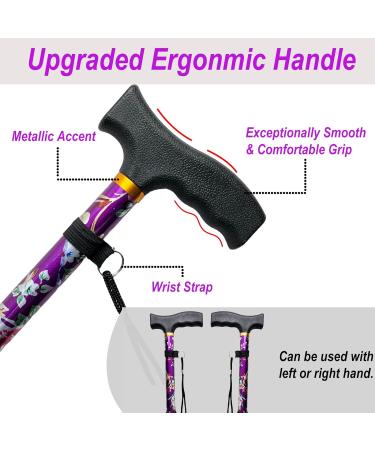 BeGrit Folding Walking Stick for Women - Adjustable & Lightweight Mobility Aid in Purple - Buy Online on GoSupps.com