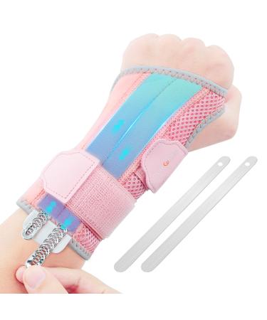 CureCare wrist support with 2 alternating rails wrist bandage for pain relief adjustable carpal tunnel syndrome rail wrist bandages for tendinitis arthritis (L/XL left) L/XL left-wing pink