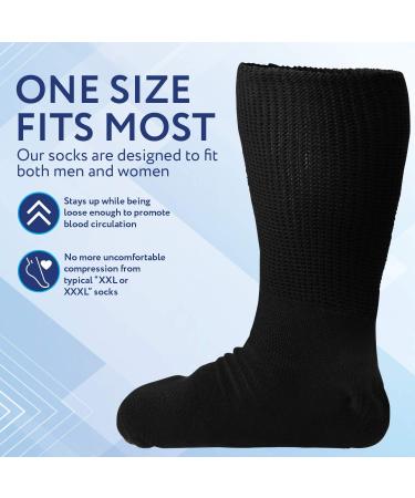 IMPRESA Extra Wide Socks for Men & Women - 2 Pairs for Lymphedema Swollen Feet & Legs - Bariatric Hospital & Cast Socks - Stretches Up to 30 Inches (Black - Buy Online on GoSupps.com