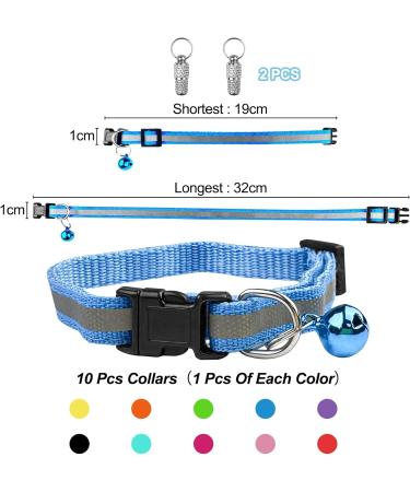 Buy Magrimaxio 10-Piece Adjustable Cat Collars | Personalized Reflective Collars with Safety Clasp & Bell | International Shipping - Buy Online on GoSupps.com