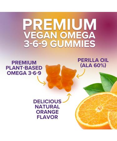 Omega 3 6 9 Gummies - Vegan Omega 3 Supplement Gummy - Essential Fatty Acids Oil 369 Complex Heart Support & Brain Support for Women Men & Pregnancy Fish Free Non-GMO Orange Flavored - 120 Gummies 120 Count (Pack of 1) - Buy Online on GoSupps.com
