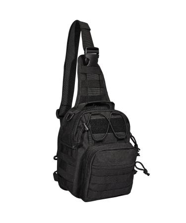 YAKEDA Tactical EDC Backpack Military Sling Backpack Shoulder Bag for Travel Outdoor Hiking (Black)