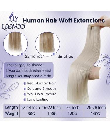 LAAVOO Real Hair Extensions - Platinum Blonde Sew-In Tresses #60 80g 35cm - Premium Quality Real Hair Extensions for Optimal Styling - Buy Online on GoSupps.com