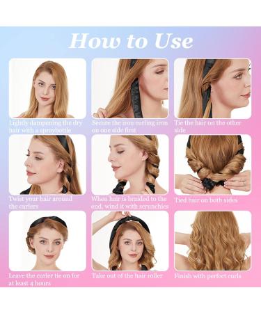 6pcs Heatless Curlers Headband Set for Overnight Waves and Curls - No Heat Self Grip Hair Rollers with Rod Headband and Comb - Buy Online on GoSupps.com