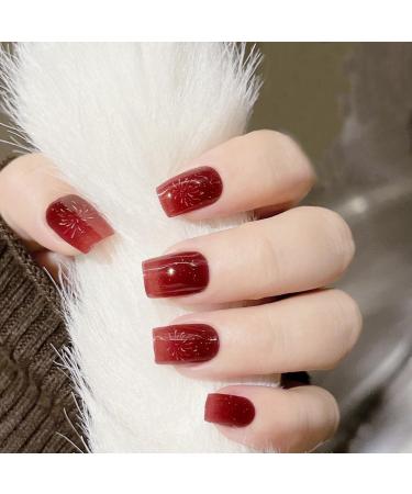 20 Stickers Semi Cured Gel Nail Polish Strips Gel Nail Stickers Nail Wraps Soft Self-Adhesive Gel Nail Stickers Red Glitter Firework Gel Nail Strips - UV/LED Lamp Required Burgundy Firework - Buy Online on GoSupps.com
