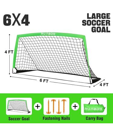 RUNBOW 6x4 ft Portable Kids Soccer Goal - Backyard Practice Soccer Net with Carry Bag | Green | 1 Pack - Buy Online on GoSupps.com