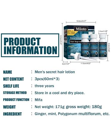 Miioto Hair Growth Serum for Men - Nourish Scalp & Prevent Hair Loss | Promotes Thicker Hair - 3x60ml - Buy Online on GoSupps.com