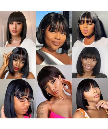 U&A Wear and Go Short Bob Wig with Bangs - 10 inch Black Brazilian Virgin Human Hair 180 Density - Buy Online on GoSupps.com