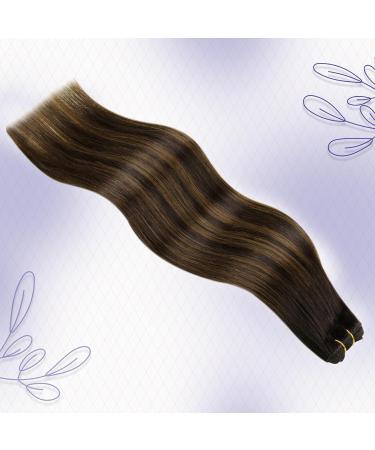 LAAVOO Real Hair Tape Extensions - Brown Ombre Balayage Remy Hair for Sewing 100g #2/8/2 40cm - Premium Real Hair Tressen - Buy Online on GoSupps.com