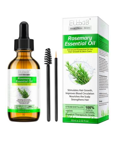 Rosemary Oil for Hair Growth & Skin Care -60ml 100% Pure Rosemary Essential Oil for Eyebrow and Eyelash Nourishes The Scalp Stimulates Hair Growth for Men Women