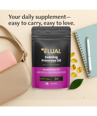 Women's Health Evening Primrose Oil Softgels | Omega-6 Fatty Acid for Women's Health | Lual Evening Primrose Oil Capsules 1000mg 75 Count - Buy Online on GoSupps.com