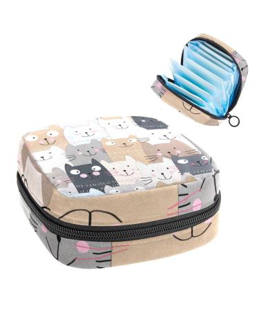 GIAPB Period Bag Sanitary Napkin Storage Bag Period Pouch Travel Makeup Bag Cartoon Cat Color2407