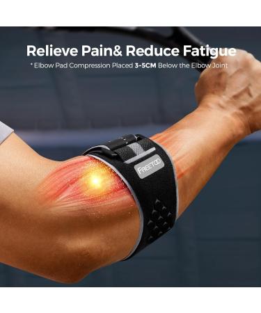 FREETOO Tennis Elbow Support Strap for Men Women Comfy Golfers Elbow Support with Removable Compression Pad for Tendonitis Relief Adjustable Tennis Elbow Brace for Sports & Daily Work Black Black One Size (Elbow: 16-34 CM) - Buy Online on GoSupps.com