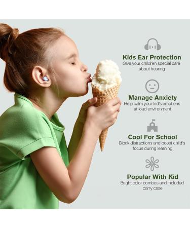 Kids Ear Plugs (5-12 yrs) -Reusable Earplugs for Focus Travel Concerts Socializing Sports Events Sleep Noise Sensitivity 8 Ear Tips in XS/S/M/L -26dB Noise Reduction Children Small Plugs PLGN Purple+green - Buy Online on GoSupps.com