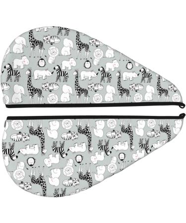 Hair Towel Wrap - Quick-Dry Hair Turban with Button | African Animals Design - Perfect for Easy Hair Drying - Buy Online on GoSupps.com