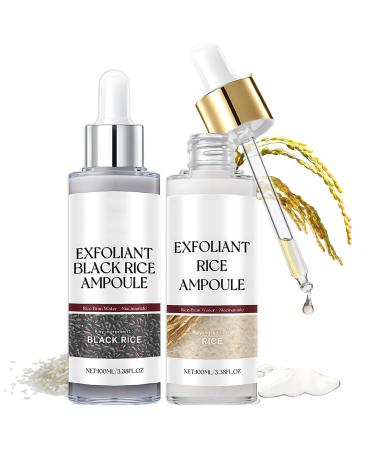 Peel Shot Glow Rice Ampoule Duo Exfoliant White & Black Rice Ampoule Glow Rice Duo Ampoule Set Sanfte Exfoliation Reis Ampulle Serum f r Gesicht & K rper 2 * 100ml A Blanc