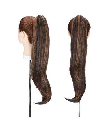 Buy Ponytail Extension Clip-in Braid - Heat-Resistant Micro-Wavy Hair - 22 (55cm) Dark Brown & Sandy Blonde - Buy Online on GoSupps.com