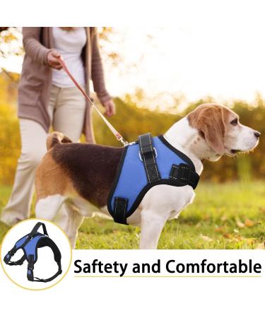 Adjustable Breathable Dog Harness with Reflective Oxford Material - Easy Control Vest Harness for Small Medium Large Dogs in Blue - Buy Online on GoSupps.com