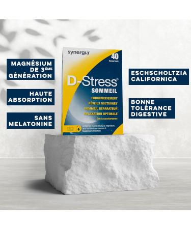 D-STRESS SLEEP 40 Tablets | Eschscholtzia Californica + Magnesium 3rd Generation + Taurine + B Vitamins | Improves Sleep & Promotes Sleep | SYNERGIA LABORATORY - Buy Online on GoSupps.com