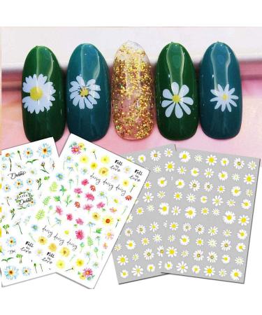 12 Sheet 3D Flower Nail Art Stickers - Self-Adhesive Decals for DIY Nail Design - Sunflower, Small Daisies, Mix Flowers - Decoration Accessories for Girls - Buy Online on GoSupps.com