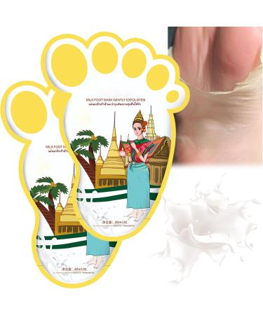 Foot Peel Mask 2 Pairs milk Exfoliating Foot Mask Peel For Dead Skin mild Formula Moisturising Brightening Socks Callus Remover Foot Mask Baby Soft Smooth Touch Feet