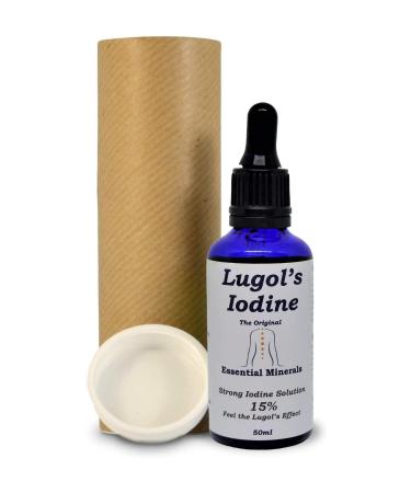 50ml 15% Lugols Iodine Solution - Maximum Strength - Original and True Lugols - Glass Bottle with Glass Bulb Pipette - Provides - 50ml Provides 1000 Drops