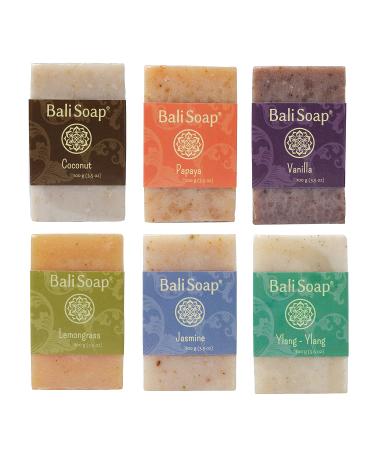 Bali Soap - Green Collection  All Natural  Handmade  Vegan Bar Soap for Men & Women  Cold Pressed Face  Hand and Body  Variety Scent 6pc  3.5 Oz each