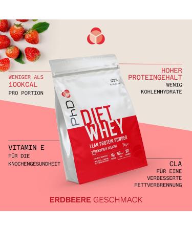 Buy PhD Nutrition Diet Whey Protein Powder - 17g Protein Low Calories 3.3g BCAAs Strawberry Cake Flavor 2kg (80 Portions) - International Shipping Available - Buy Online on GoSupps.com