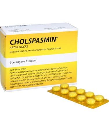 Buy CHOLSPASMIN Artichoke Coated Tablets 100 pcs | Natural Digestive Support | Fast International Shipping - Buy Online on GoSupps.com
