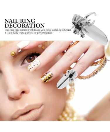 Lurrose Rhinestone Spider Open Ring Stylish Fingernail Protective Cover & Unique Nail Accessory | International Shipping Available - Buy Online on GoSupps.com