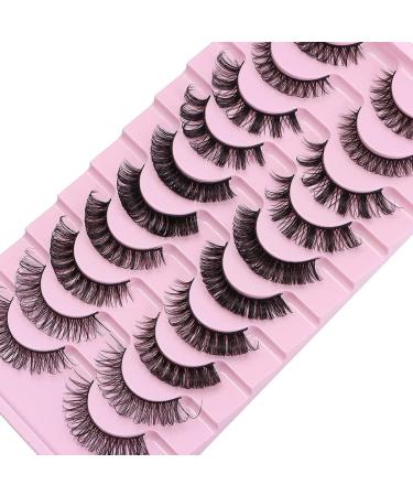 Strip Lashes False Lashes 10 Pairs 5 Styles Natural Look Clear Band Light Weight Wispy Faux Mink Russian Strip Lashes D Curl 3D Crisscross Multi-Layers False Fake Eyelashes - Buy Online on GoSupps.com