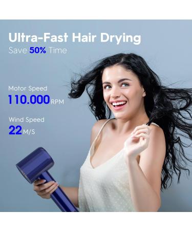 Fentgo High Speed Ionic Hair Dryer | 1500W Professional Blow Dryer with Diffuser - Fast Drying 4 Temps/2 Speeds Ideal for Women - Perfect for Home & Travel (Blue - Buy Online on GoSupps.com
