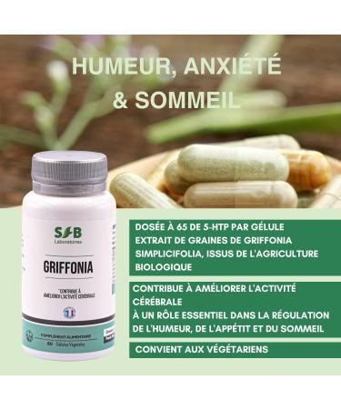 SFB Laboratoires - Griffonia - Helps improve brain activity - Stimulates serotonin levels - Regulates mood and energy - Regulates appetite - 60 vegetable capsules - Buy Online on GoSupps.com