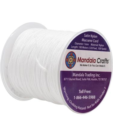 Mandala Crafts 1mm Nylon Satin Cord - 109 Yards White Braided String for Jewelry Making, Bracelets, Chinese Knots - Beading Rattail Trim - Buy Online on GoSupps.com