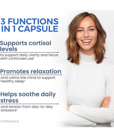 Corti-Calm Cortisol Supplement L Theanine Ashwagandha Vitamin D 3 GABA for Relaxation Fatigue & Focus with Ginkgo Biloba Bacopa Monnieri 5-HTP Non-GMO Made in USA 60ct - Buy Online on GoSupps.com