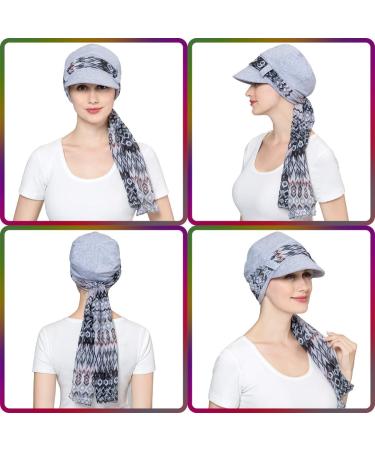 JarseHera Bamboo Cotton Chemo Newsboy Cap & Scarf Set - Light Gray - Buy Online on GoSupps.com