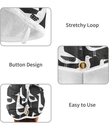 Cartoon White Birds Hair Towel 2 Pack | Super Absorbent Quick Dry Hair Turbans for Women & Girls - Buy Online on GoSupps.com