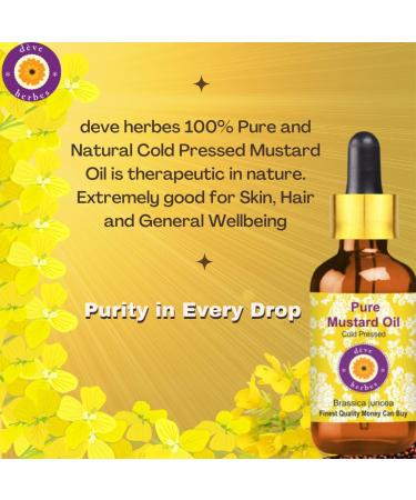Deve Herbes 100% Natural Pure Mustard Oil (Brassica Juncea) - Therapeutic Grade Cold Pressed 100 ml | International Shipping Available - Buy Online on GoSupps.com