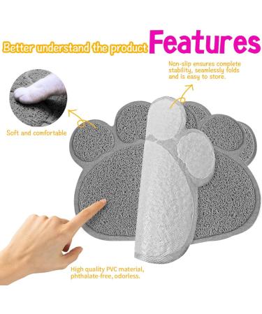 INFURIDER Cat Litter Mat Cute Paw Shape Pet Feeding Mat 15 x12 Cat Food Water Bowl Placemat Anti-Slip Puppy Cat Eating Dish Pad for Pet Accessories(2 Pack) - Buy Online on GoSupps.com