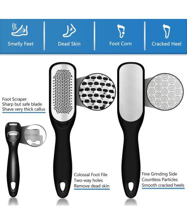 Foot File & Callus Remover - Dual-Sided Stainless Steel Foot Scrubber for Cracked Heels & Dead Skin - International Shipping - Buy Online on GoSupps.com