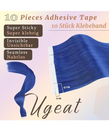 Ugeat 55cm Blue Adhesive Tape Hair Extensions - 10 Pieces Human Hair 25 Grams Easy to Apply - Buy Online on GoSupps.com