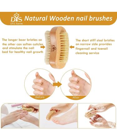 Wooden Nail Brush for Men, Women & Kids - Natural Bristle Fingernail & Toenail Scrubber for Manicure Pedicure - Non-Slip Two-Sided Hand & Foot Nail Cleaner - Buy Online on GoSupps.com