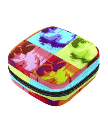 Menstrual Pad Bag with Zipper Ladies Napkin Pouch Tampons Collection Bag for Women and Girls (Rabbit)