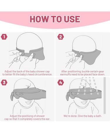 Baby Toddler Hair Washing Shield Shower Cap with Ear Cover - Pink - Buy Online on GoSupps.com