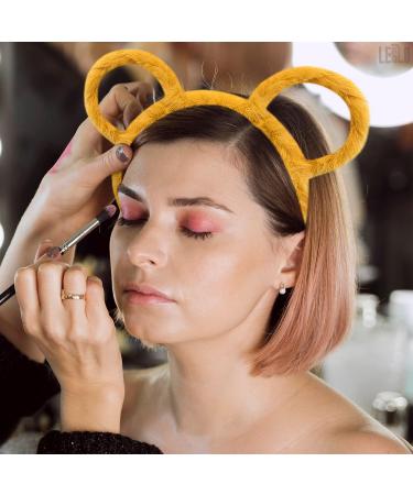 Winter Plush Headband with Bear Ears | Yellow Makeup Hair Accessories for Women - Fashion Hoop Bandana Gift - Buy Online on GoSupps.com