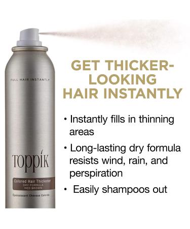 Toppik Colored Hair Thickener Spray - Dark Brown - 5.1 OZ Can - Root Touch Up & Hair Thickening - Buy Online on GoSupps.com