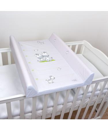 Baby Hard Base Changing Mat/Top Changer 80x50 cm fits 140x70 cm Cot Bed Unisex Wedge Anti Roll Nappy Newborn Baby Waterproof Changing Mat with Raised Edges (Grey Zebra)