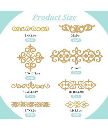 16pcs Gold Flower Embroidery Patch Iron/Sew on for Wedding Dress, Clothing, Backpacks - NBEADS - Buy Online on GoSupps.com