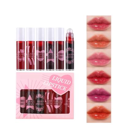 6 piece lip gloss set Roll on Lip Glow Oil highshine filling lip gloss set lip gloss for longlasting glossy caring lips glossy lip oil kit cream 22