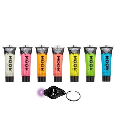 Moon Glow 12 ml bright facial and body color phosphorescent in the dark invites you to glow UV key supporters included (8 (1 piece)))